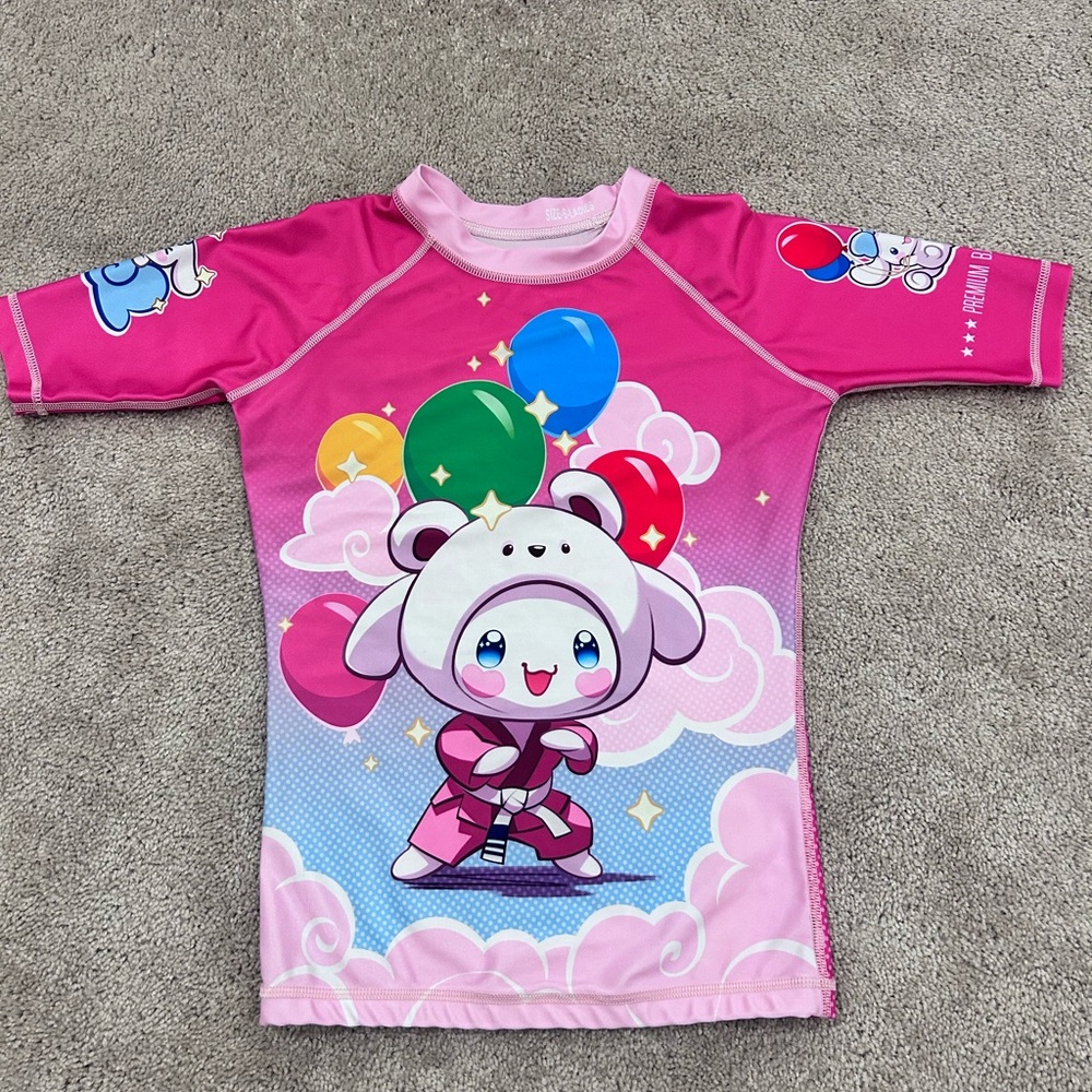 S Women’s PINK rash guard BJJ grappling continuous flow Cinna More Rolls CFBJJ
